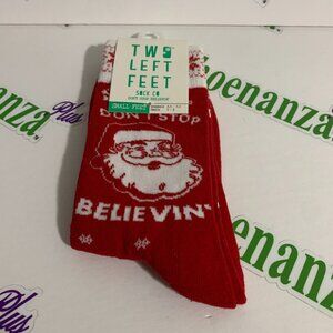 Ugly Christmas Socks Two Left Feet Don't Stop Believin Mens Womens Small Feet